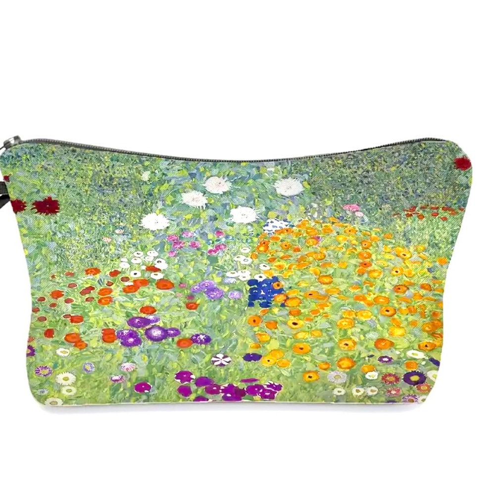 Museum Print Cosmetic Bag Monet. Black Washable Interior